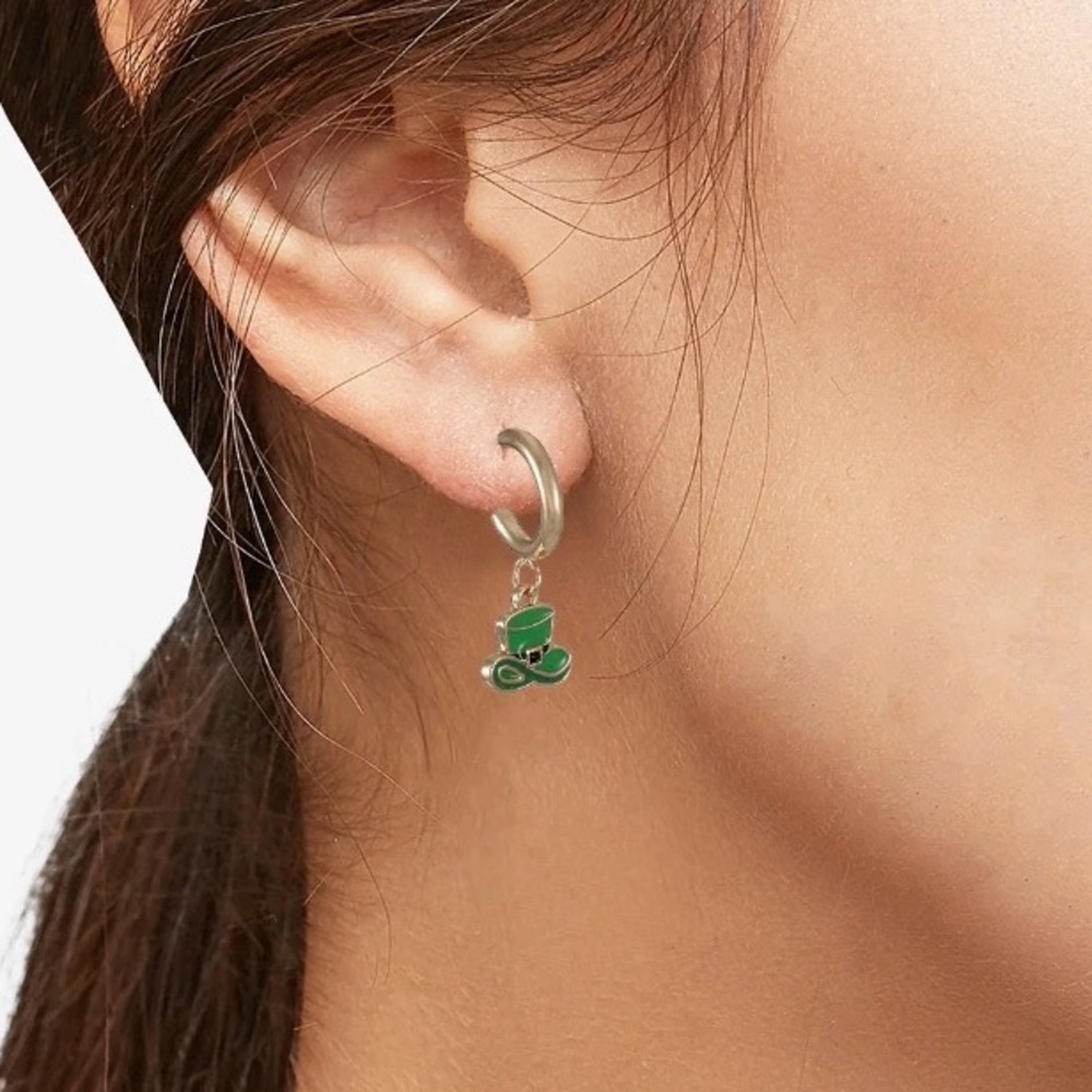 Gold and Green Clover Earrings Set - Picture 4 of 8
